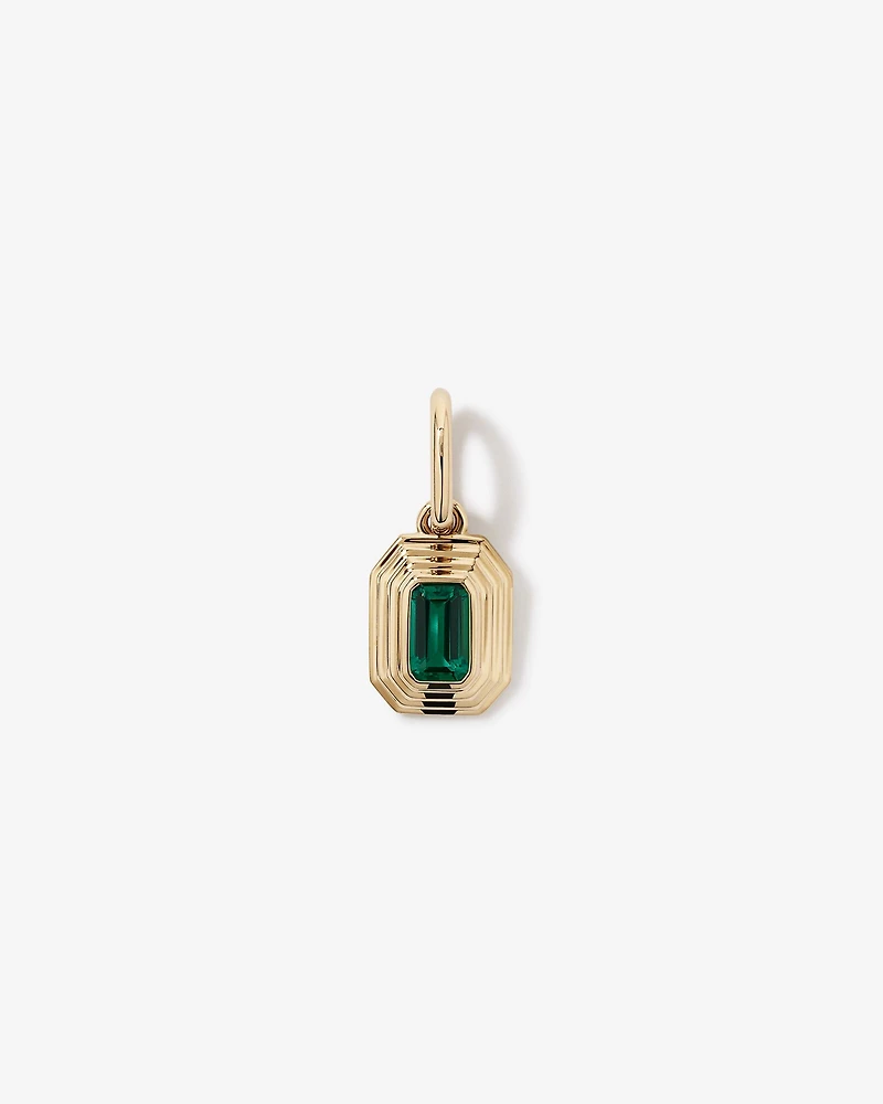 Pendentif audacieux avec émeraude créée taille émeraude en or jaune 10 carats