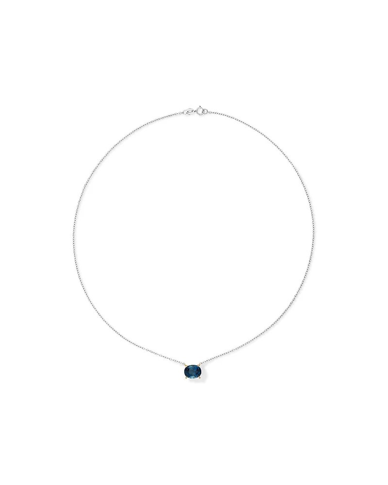 Collier en argent sterling et or jaune 10 K avec topaze bleue de Londres