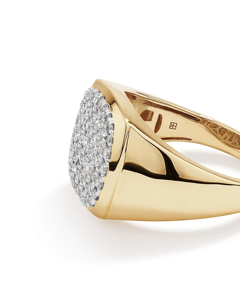 Bague chevalière en grappe de diamants TW de 1,00 carat en or jaune 10 carats