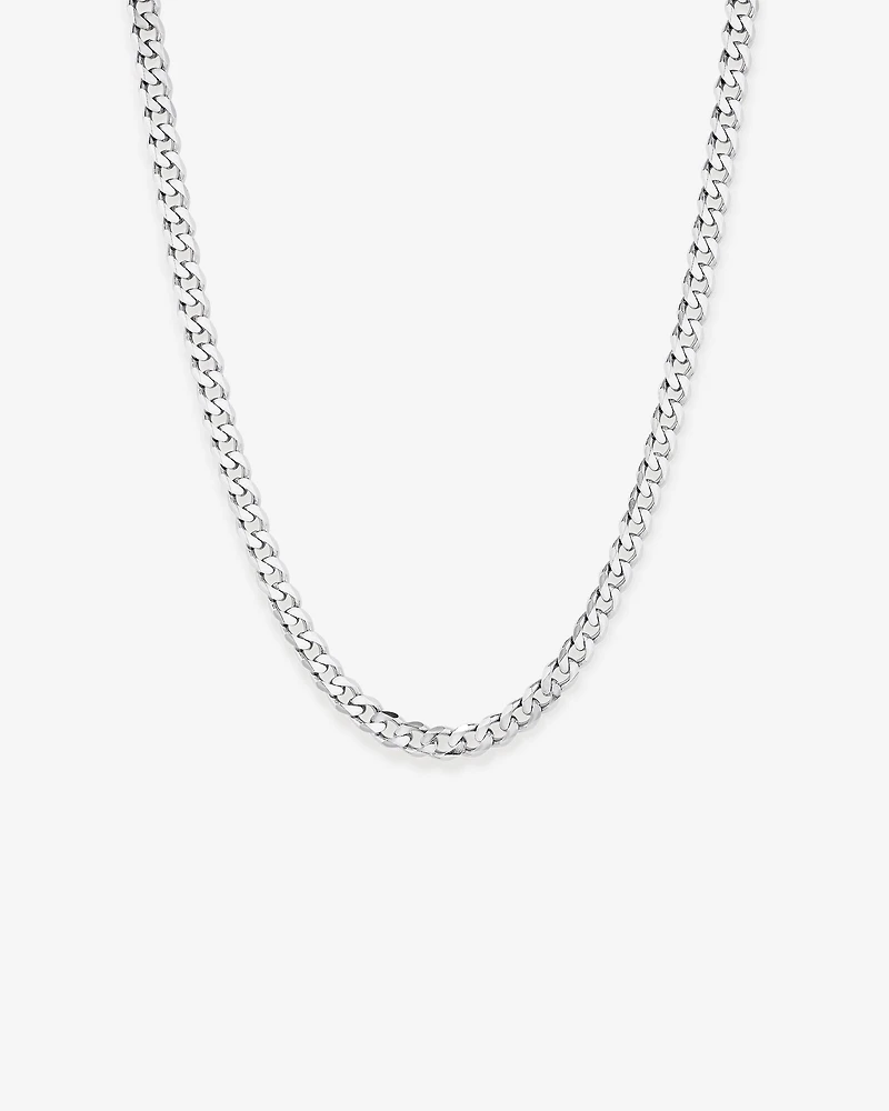 Collier Chaîne Gourmette Biseautée 55 Cm (22") Largeur 7,20 Mm En Argent Sterling