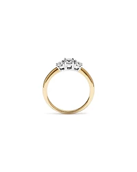 Bague en or jaune et blanc 14 carats avec diamants de 0,50 carat et 3 pierres Signature 101