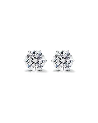 Boucles d'Oreilles Clous en Zircon Cubique Rond Brillant de 9,5 mm en Argent Sterling