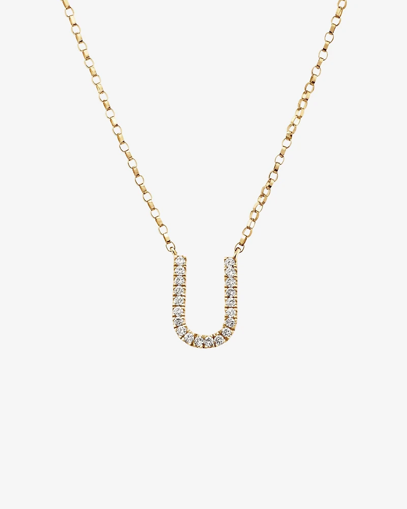 Collier à initiale « U » en or jaune 10 K à diamants totalisant 0,10 ct