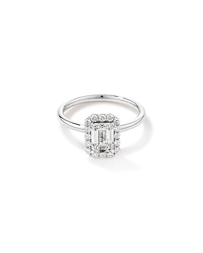 Carat TW Emerald Cut Laboratory-Grown Diamond Halo Engagement Ring in 14kt Gold