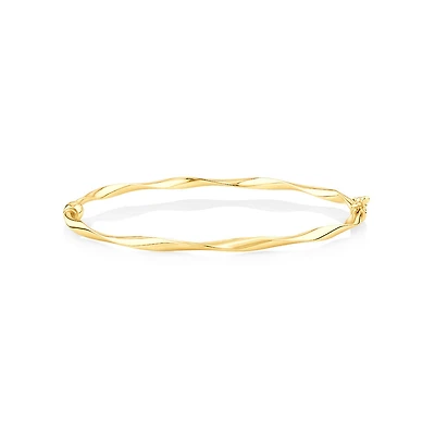 Bracelet jonc torsadé creux de 60 mm en or jaune 10 K