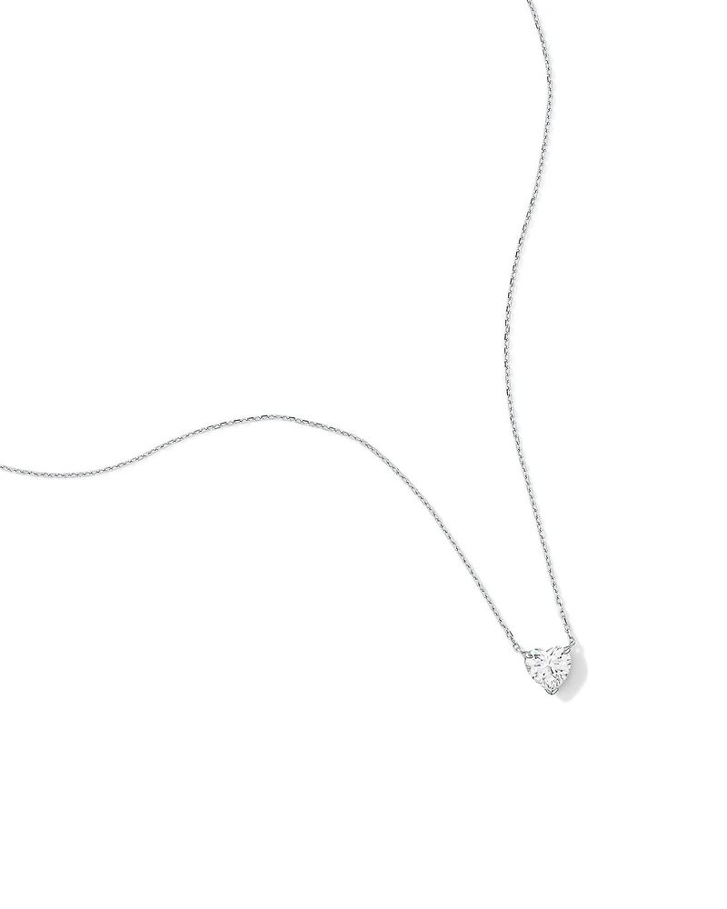 Ensemble de Boucles d'Oreilles Clous et Collier Coeur en Zircon Cubique en Argent Sterling