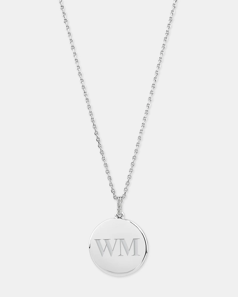 Diamond Accent Circle Pendant with Cable Chain in Sterling Silver
