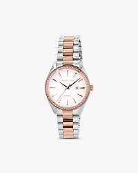 Women's 0.60 Carat TW Diamond Bezel Watch in Rose Tone Stainless Steel.