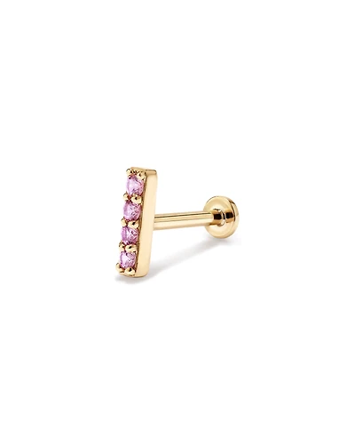Boucle d’oreille individuelle pour hélix avec saphirs roses en or jaune 10 carats