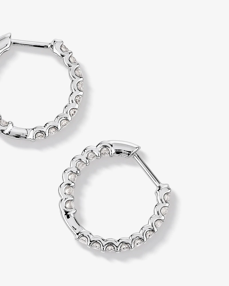 Boucles d’oreilles créoles en diamant cultivées en laboratoire TW de 1,00 carat serties en or blanc 10 carats