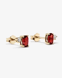 Boucles d’oreilles avec saphir blanc et grenat ovale en or jaune 10 carats