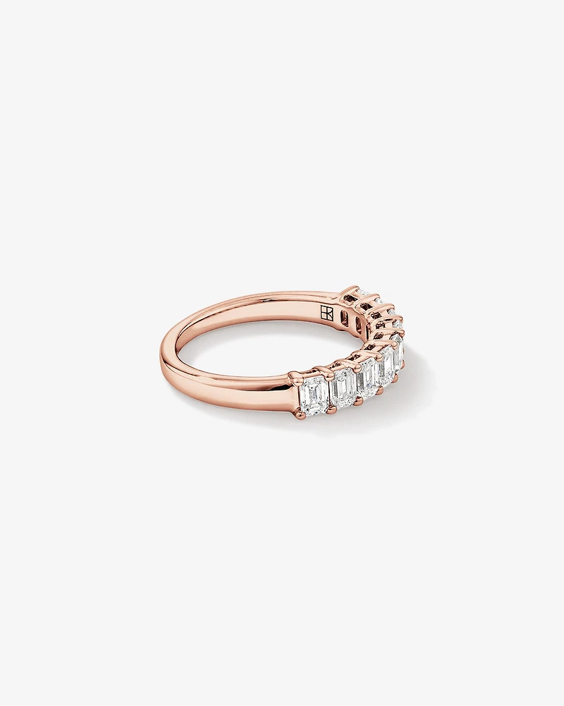 Alliance de mariage en diamant cultivé en laboratoire TW taille émeraude de 1,17 carat en or rose 14 carats