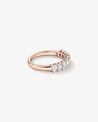 Alliance de mariage en diamant cultivé en laboratoire TW taille émeraude de 1,17 carat en or rose 14 carats