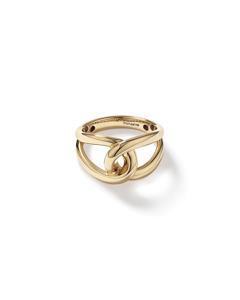 Bague à maillons ronds audacieux en or jaune 10 K