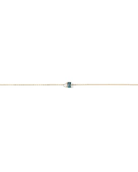 Pear-Cut White Sapphire and Emerald-Cut London Blue Topaz Toi Et Moi Bracelet in 10kt Yellow Gold