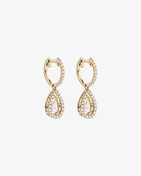 Lume Lab Huggie Earrings with 1.00 Carat TW Pear & Round Brilliant Laboratory-Grown Diamonds in 10kt Yellow Gold