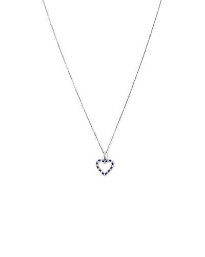 Heart Necklace with Created Blue Sapphire & 0.16 Carat TW of Diamonds in Sterling Silver