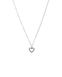 Heart Necklace with Created Blue Sapphire & 0.16 Carat TW of Diamonds in Sterling Silver