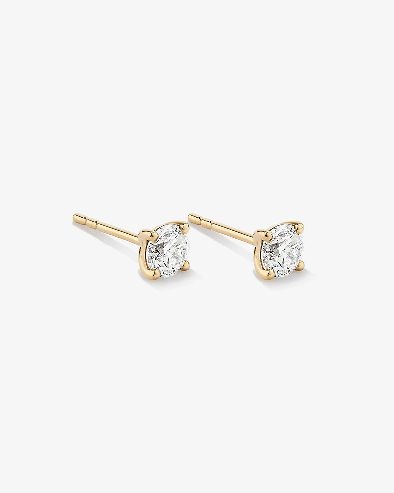 0.75 Carat TW Diamond Solitaire Stud Earrings 18kt Yellow Gold