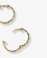 Boucles d'oreilles créoles 0,22 carat TW en diamants et émeraudes créées en or jaune 10 kt
