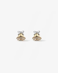Bell Stud Earrings with Cubic Zirconia in 10kt Yellow Gold