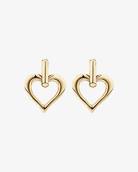 Boucles d'Oreilles Pendantes Coeur Ouvert en Or Jaune 10 kt