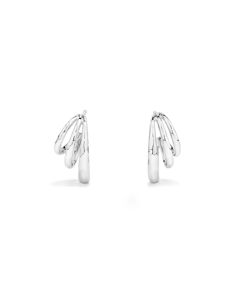 Boucles D'Oreilles Triples Demi-Créoles Graduées En Argent Sterling