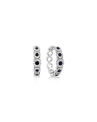 Bubble Huggie Earrings with Sapphire and .52 Carat TW Diamonds in 14kt White Gold