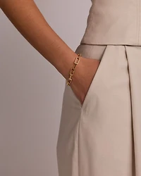 Bracelet à maillons alternés avec clip de 20,5 cm (8,1 po) en vermeil d’or jaune 18 carats