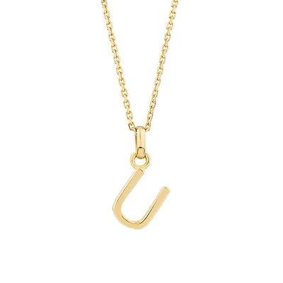 U Initial Pendant in 10kt Yellow Gold