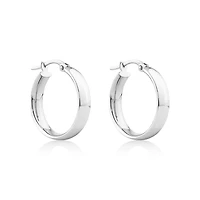 Créoles rondes plates de 15 mm large en or blanc 10 carats