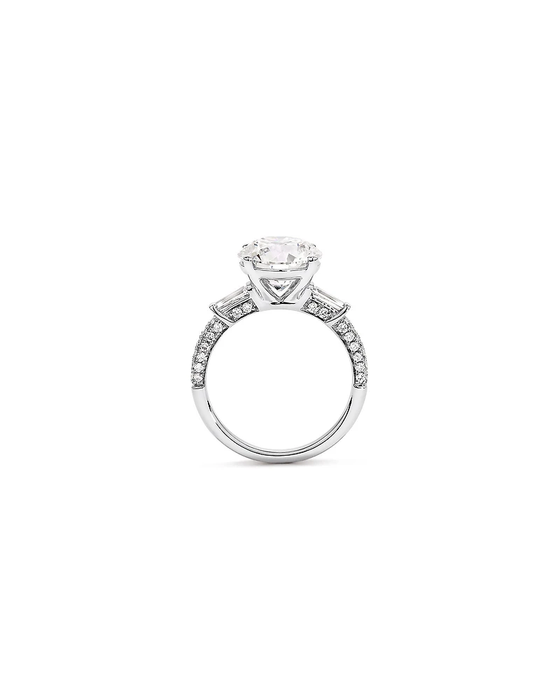 4.59 Carat TW Round Brilliant & Baguette Laboratory-Grown Diamond Engagement Ring in 18kt White Gold