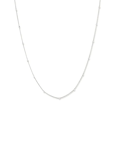 Cable Chain and Bead Station Necklace in 10kt White Gold