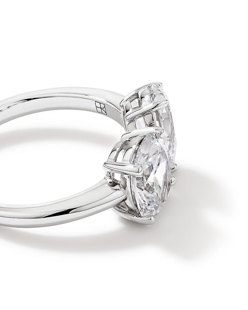 Bague Toi Et Moi En Argent Sterling Avec Zircon Cubique En Forme De Poire Et D'Ovale