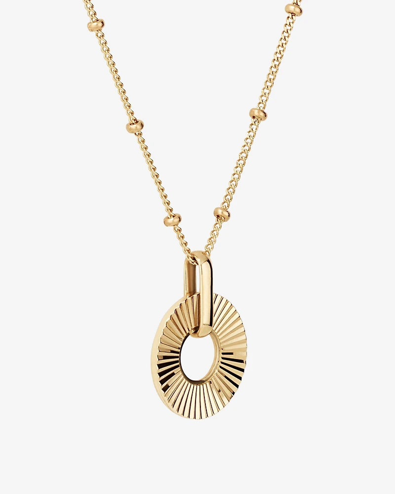 Collier pendentif cercle ouvert Sunray en or jaune 10 kt
