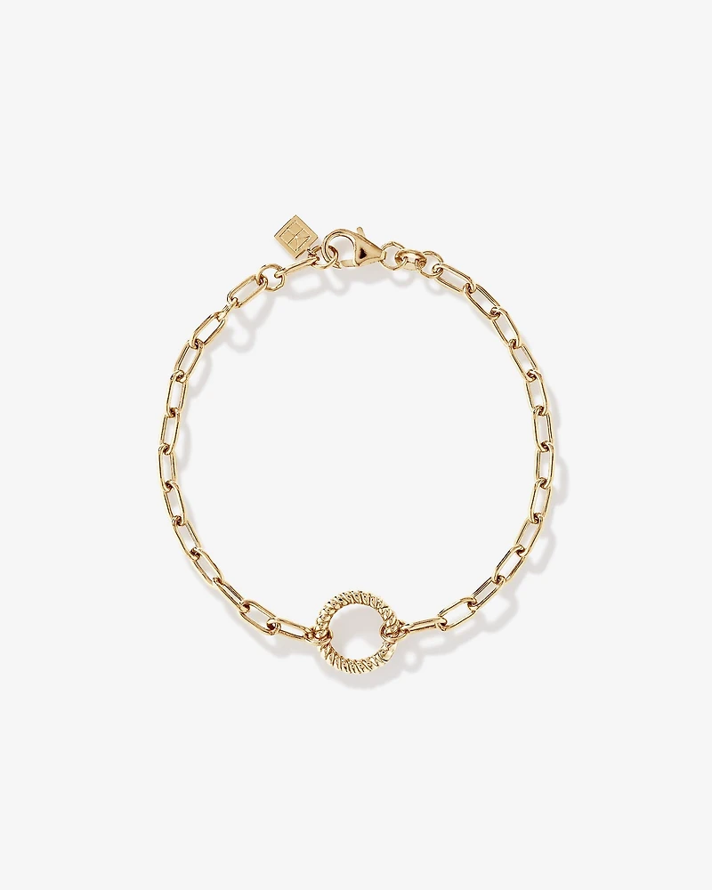 Bracelet à Pendentif Ouvert en Papier Clip Ronde de 18 cm (7") en Or Jaune 10 kt