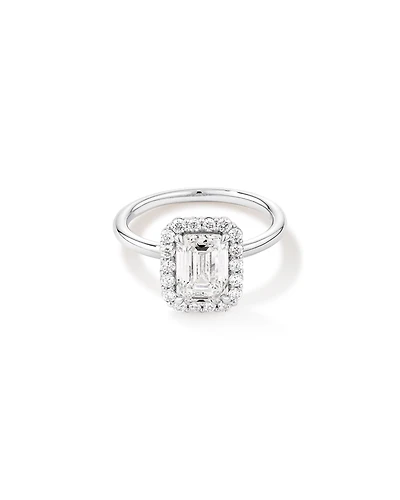 Carat TW Emerald Cut Laboratory-Grown Diamond Halo Engagement Ring in 14kt Gold