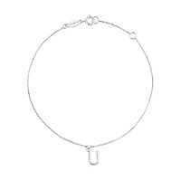 19cm (7.5") U Initial Bracelet in Sterling Silver