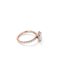 Bague de fiançailles en halo de diamants cultivés en laboratoire TW taille émeraude de 1,78 carat en or rose 14 carats