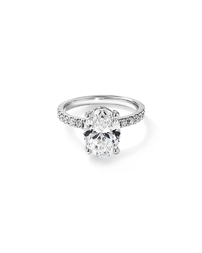 Bague de fiançailles en or blanc 18 carats avec diamant de laboratoire taille ovale de 3,50 carats