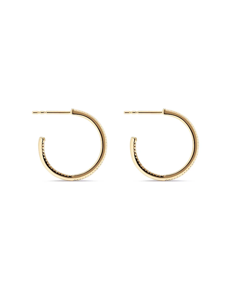 0,15 Carats TW Boucles d'oreilles créoles fines en diamant montées or jaune 10kt