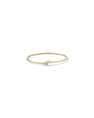 0.60 Carat TW of Laboratory-Grown Pear Cut Diamond Torque Bangle in 10kt Yellow Gold