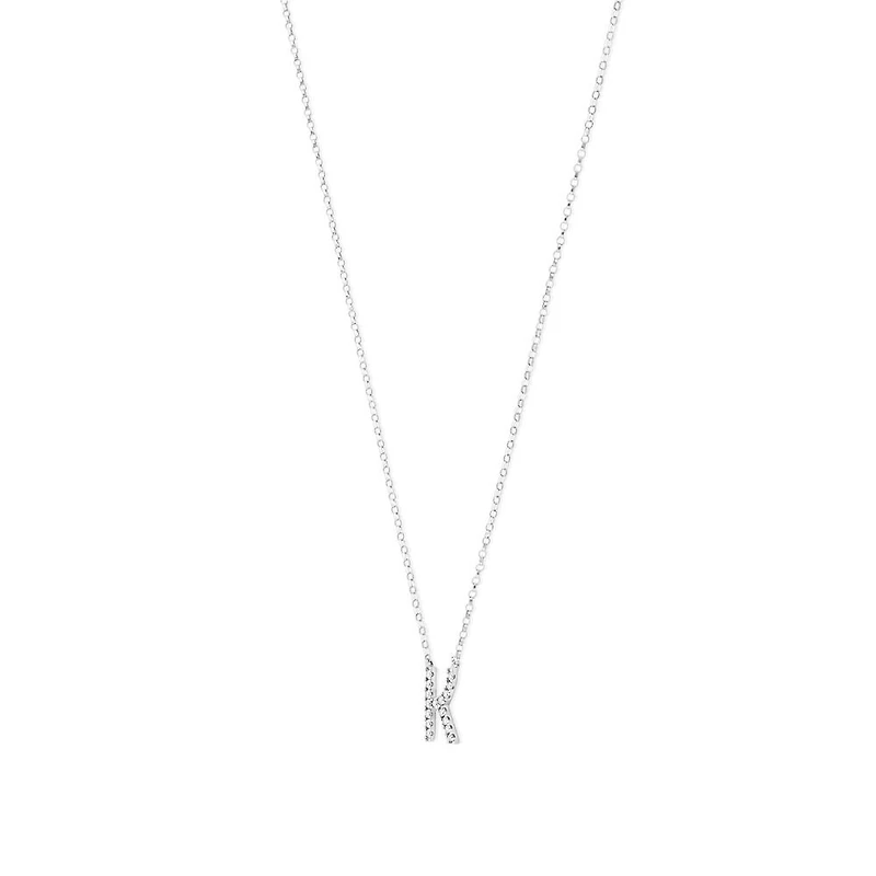 Collier à initiale « K » en or blanc 10 K avec diamants totalisant 0,10 ct
