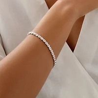 24cm (9.5") 4mm-4.5mm Width Rope Bracelet in Sterling Silver