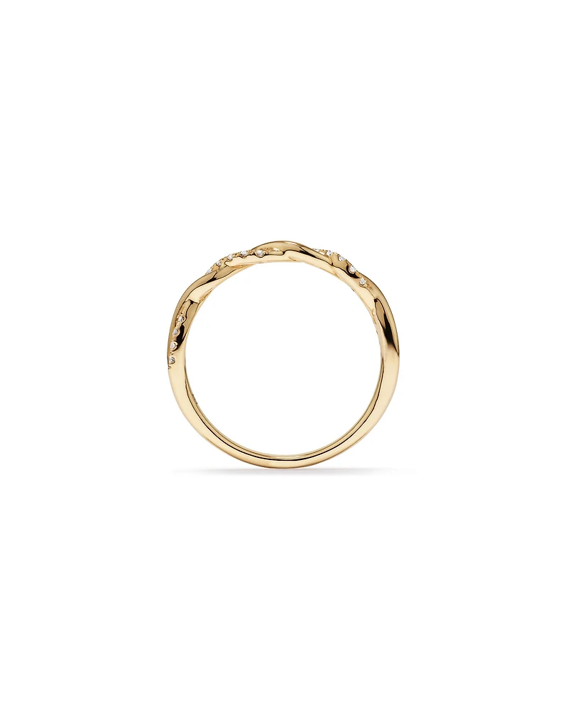 Alliance torsadée en or jaune 14 carats avec diamant de 0,11 carat