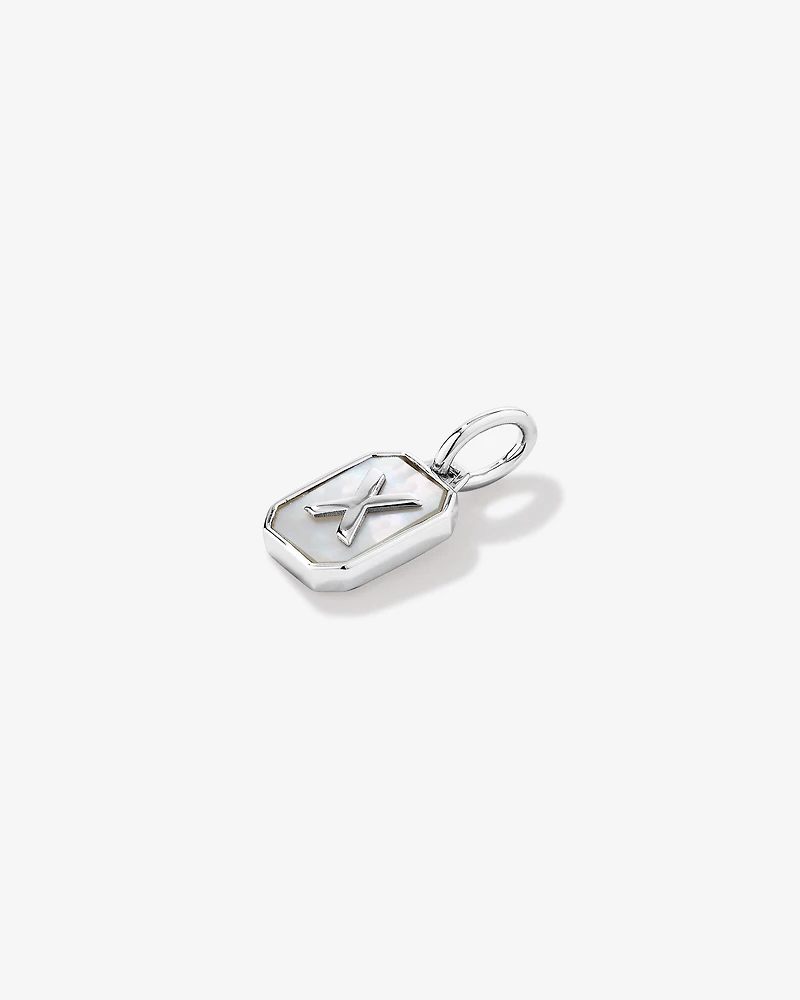 Letter Mother of Pearl Initial Pendant Sterling Silver
