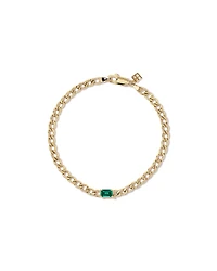 Bracelet à maillons gourmette avec émeraude créée en or jaune 10 carats