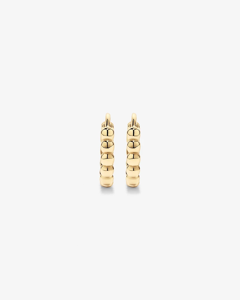 12mm Beaded Huggie Earrings in 10kt Yellow Gold