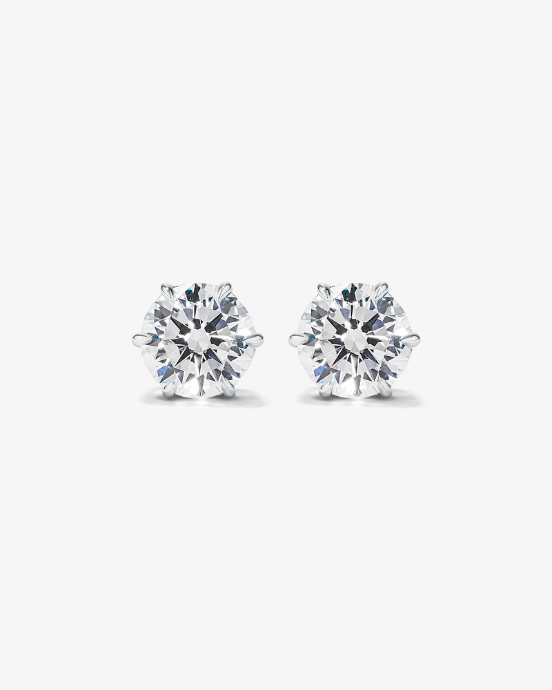 Boucles d'Oreilles Clous en Zircon Cubique Rond Brillant de 9,5 mm en Argent Sterling