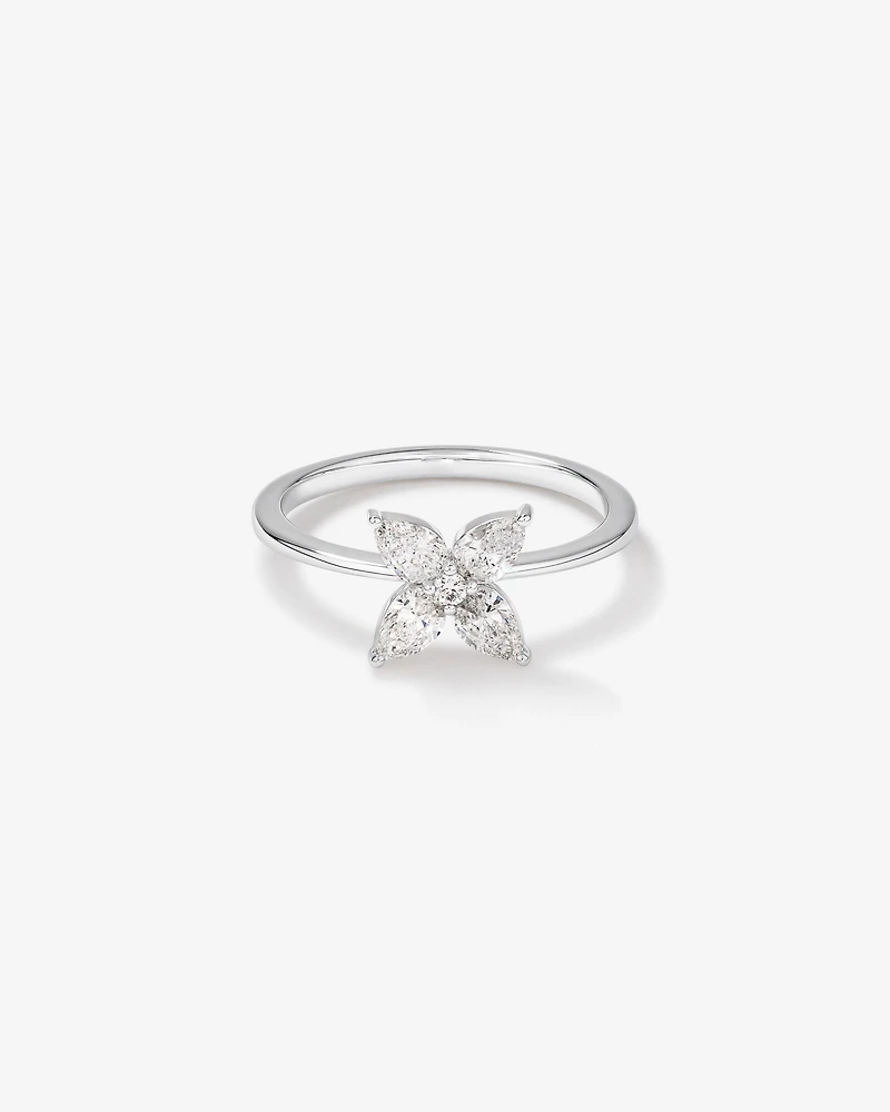 Bague en diamants de laboratoire TW Floret de 0,62 carat en or blanc 10 carats
